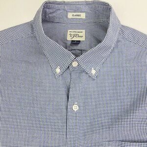 J. Crew Classic Blue White Check Mens Size Large Button Down Long Sleeve Shirt